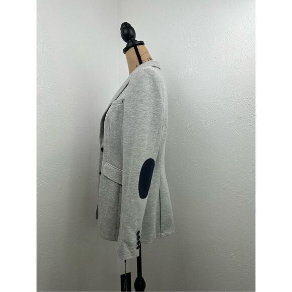 Tommy Hilfiger Women’s Grey Elbow-Patch Button-Cuff Blazer Size 12 - Picture 2 of 15